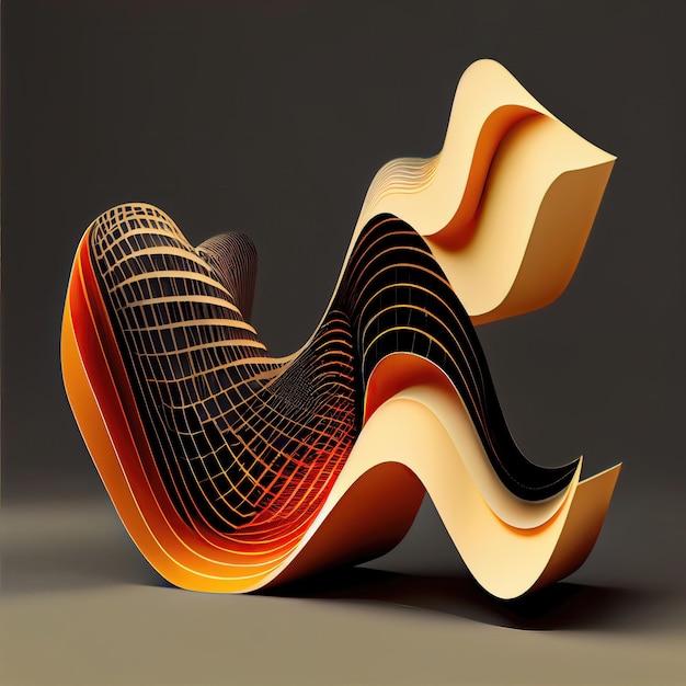 Abstract art of 3d curved lines background forming surreal shape made with Generative AI