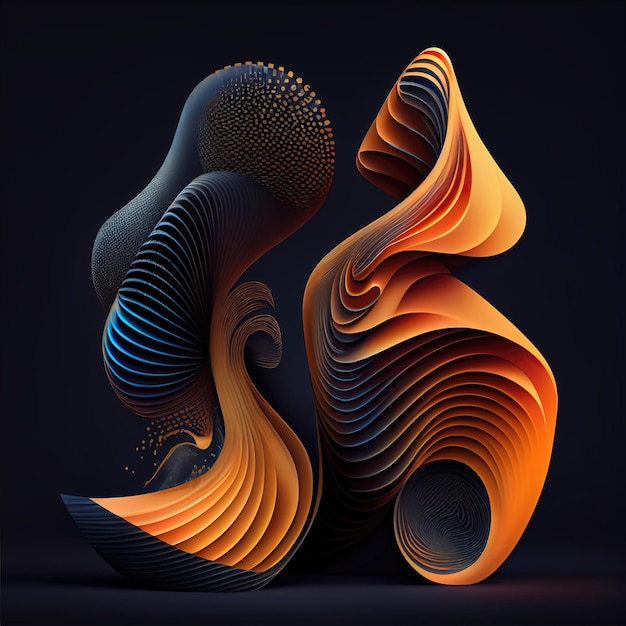 Abstract art of 3d curved lines background forming surreal shape made with Generative AI