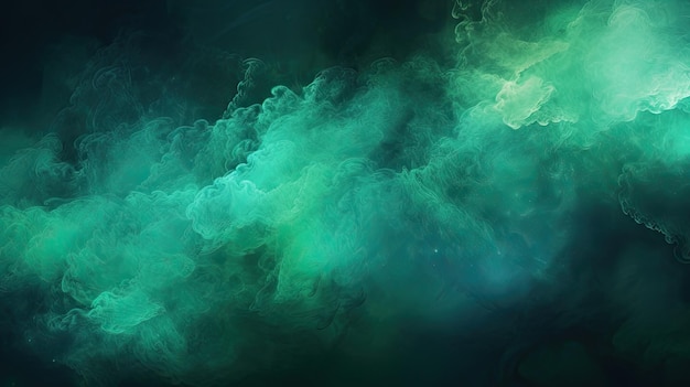 Abstract Art Background with Blue Green Shiny Glitter Steam Cloud Blend and Haze Texture