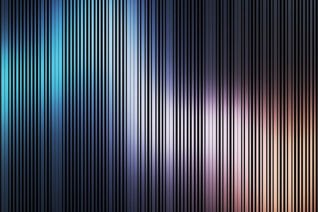 Abstract art background with colorful gradient of polished metal lines illuminated by scattered light 3D rendering