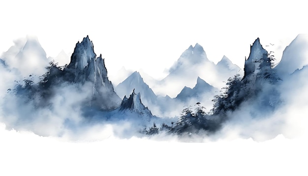 Abstract art Chinese style ink landscape painting ink painting gold blue gray landscape Chine