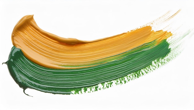 Photo abstract art design formed by blending green and yellow paint