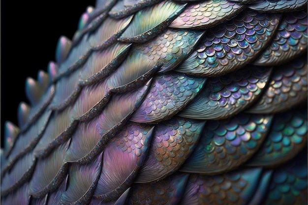 Abstract art of dragon skin in seamless iridescent fantasy scales design