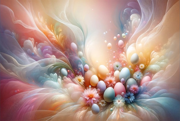 Abstract art for Easter with pastel shades creating a harmonious blend of spring elements