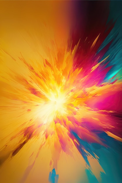 Abstract art of exploding vibrant multicolored frame