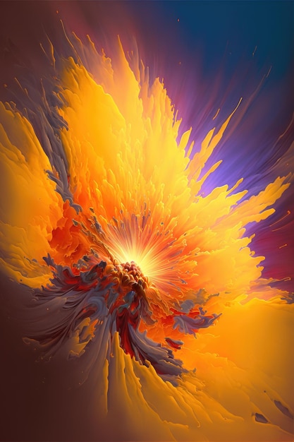 Abstract art of exploding vibrant multicolored frame