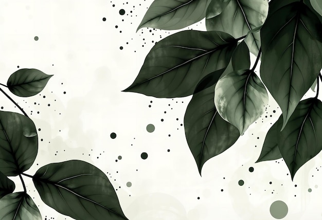 Photo abstract art featuring leaves with an ink splash effect