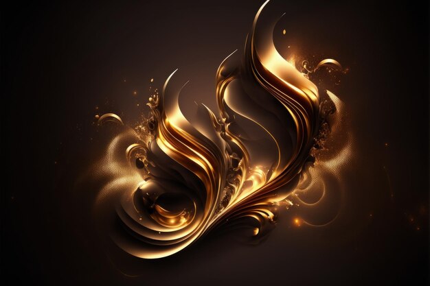 abstract art metallic liquid gold and brow