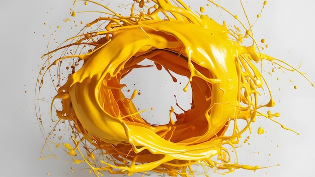 An abstract art piece splashes of vibrant yellow paint Generative AI