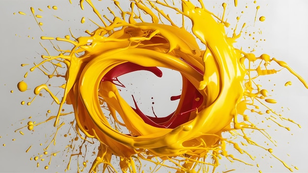 An abstract art piece splashes of vibrant yellow paint Generative AI