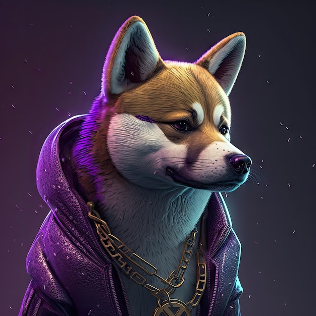 Abstract art of shiba designed custom with hip hop styles isolated background