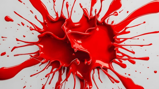 abstract art vibrant splashes of red paint against a crisp white background Generative AI