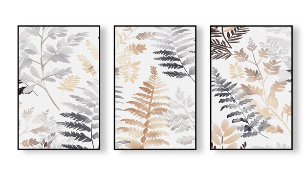 Photo abstract art watercolor triptych flower texture gold animal feather horse butterfly