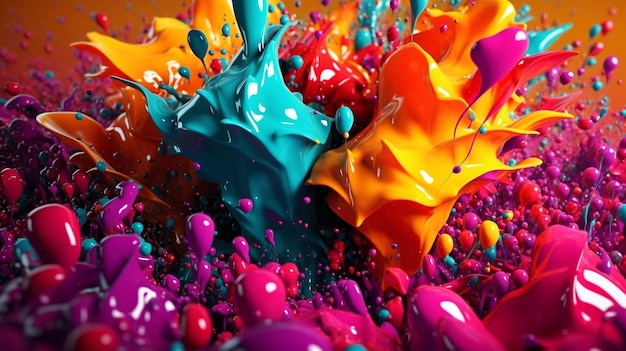 Abstract art with colorful splash 3d Generated AI