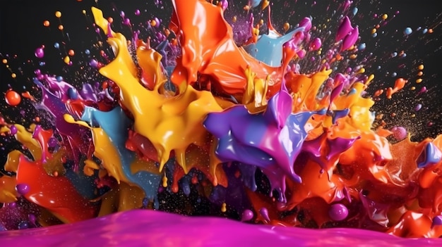 Abstract art with colorful splash 3d Generated AI