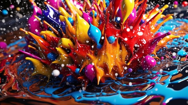 Abstract art with colorful splash 3d Generated AI