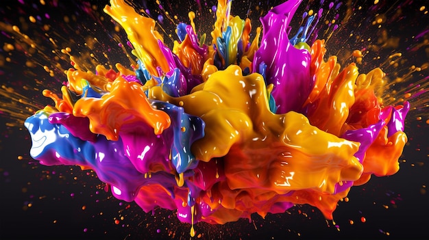 Abstract art with colorful splash 3d Generated AI