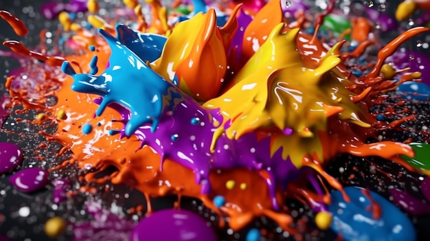 Abstract art with colorful splash 3d Generated AI