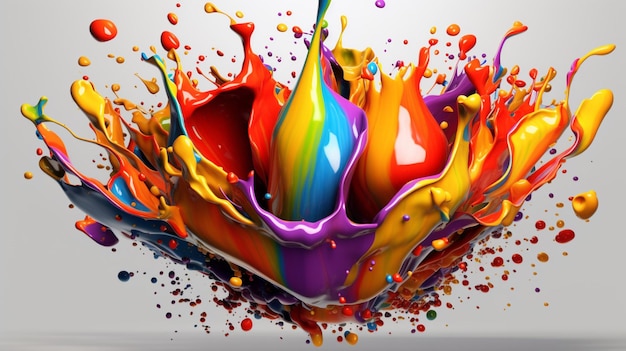 Abstract art with colorful splash 3d