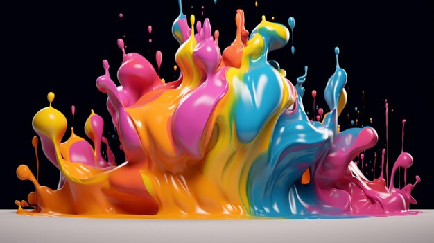 Abstract art with colorful splash 3d