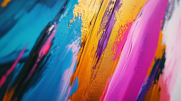 Photo abstract art with thick brushstrokes of vibrant colors on a canvas