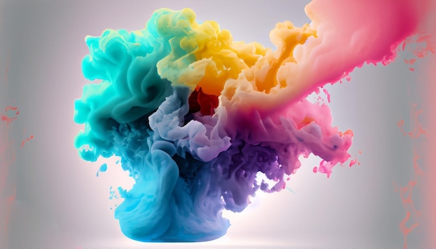 abstract artistic colorful explosion on white background generative ai