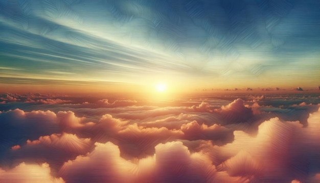 Abstract Artistic Sunset Over Clouds