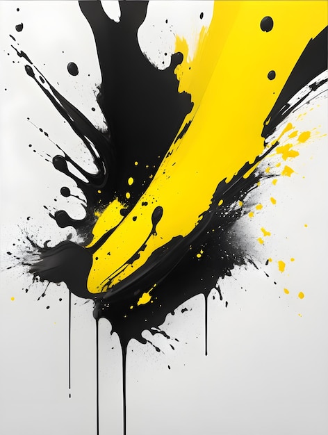 Abstract artistic white background with black and yellow colour splash