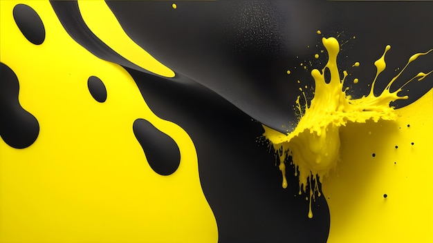 Abstract artistic white background with black and yellow colour splash