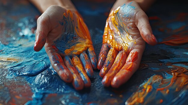 Photo abstract artistry creative and colorful hand painting concept