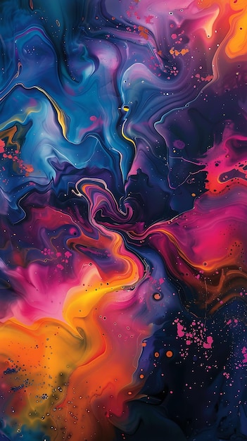 Abstract artwork alive with a riot of vivid liquid colors