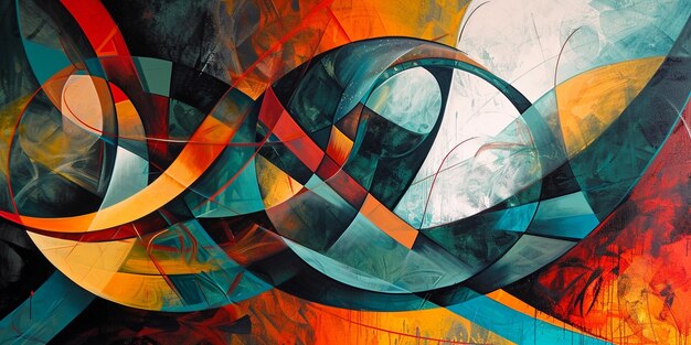 An abstract artwork featuring organic and geometric shapes merging together blurring the boundaries