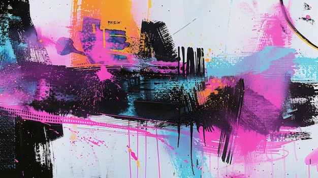 Abstract artwork featuring vibrant colors and dynamic brush strokes