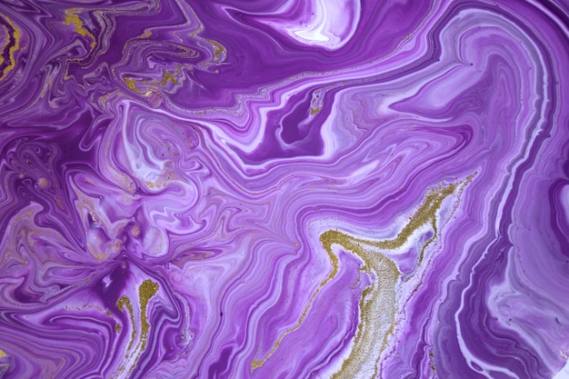 Abstract artwork marble liquid texture purple and gold background