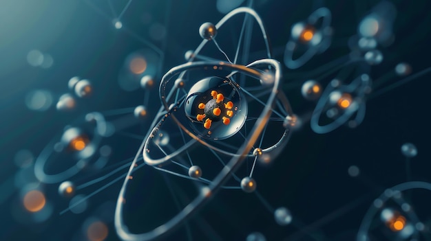 Abstract atomic model on a dark background