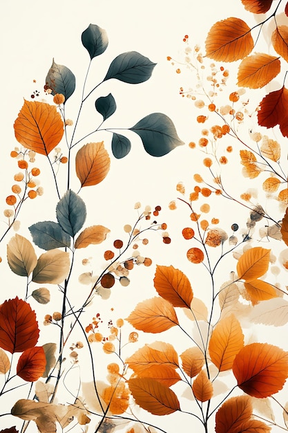 Photo abstract autumn leaves with delicate veins and hues of orange red and blue