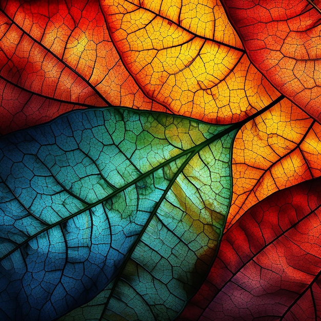 Abstract Autumn with Red Leaves on Blurred Background