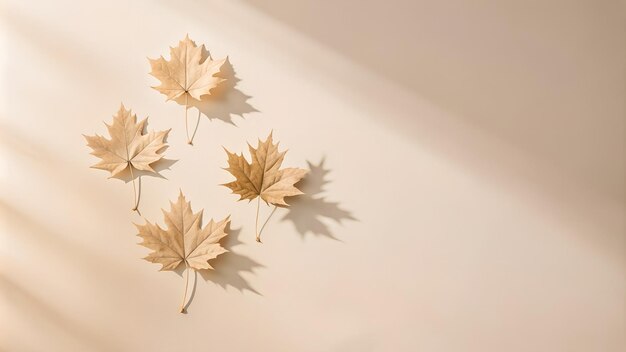 Abstract Autumnal Scene with Maple Leaf Shadows on Wall