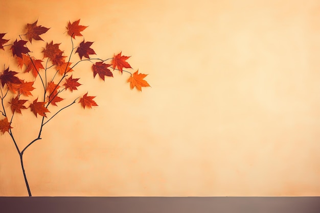 Abstract Autumnal scene with maple tree leaves shadow on a wall