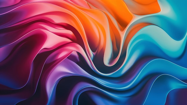 Abstract backdrop with smooth flowing wave pattern in vibrant colors generated by artificial