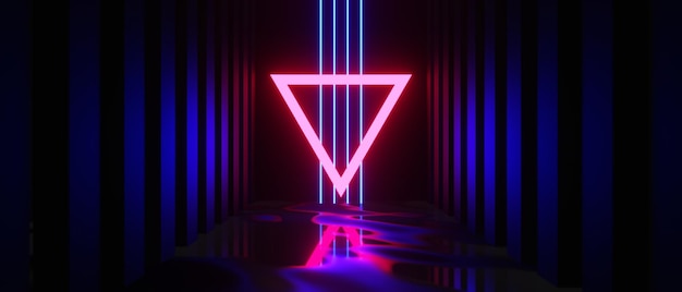 Abstract backgound video game of esports scifi gaming cyberpunk vr virtual reality simulation and metaverse scene stand pedestal stage 3d illustration rendering futuristic neon glow room