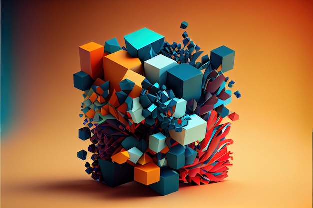 Abstract background of 3d cubes Generative AI