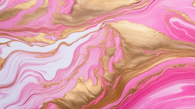 Abstract background of acrylic paint in pink and golden tones