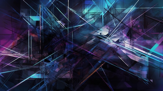 Abstract background artwork with combination of metallic silver cool blues and electric purples