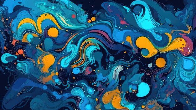 Abstract Background Blue Fantasy Colorful Graffiti Generative AI