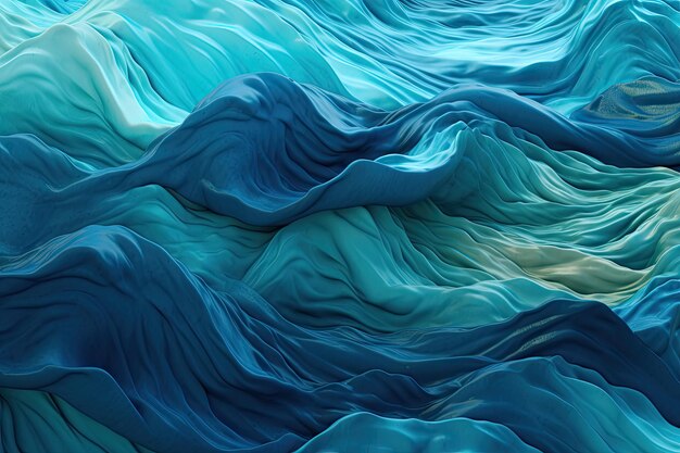 Abstract background of blue flowing fabric