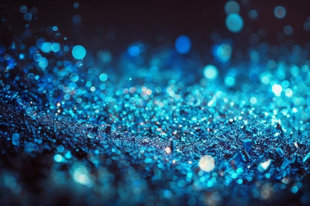 Abstract background of blue glitter lights Defocused background