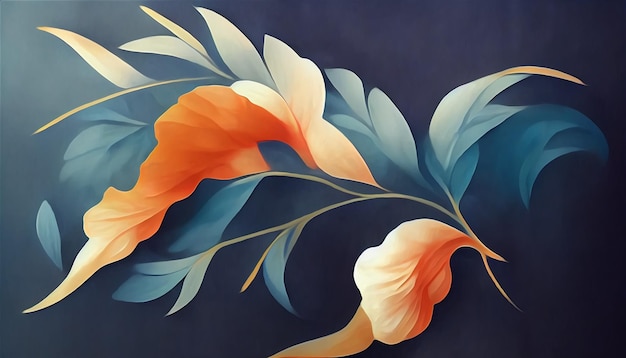 Abstract background of blue and orange flora background No.003