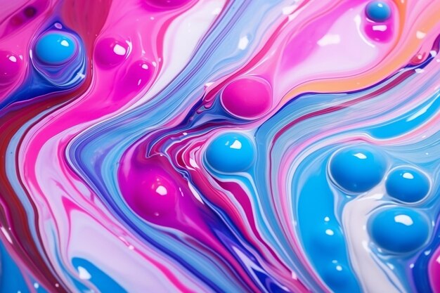 Abstract background of blue and pink paint mixing in water closeup Ai Generated