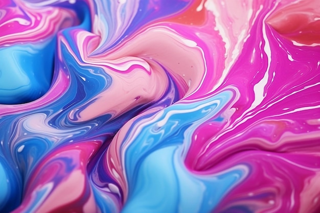 Abstract background of blue and pink paint mixing in water closeup Ai Generated